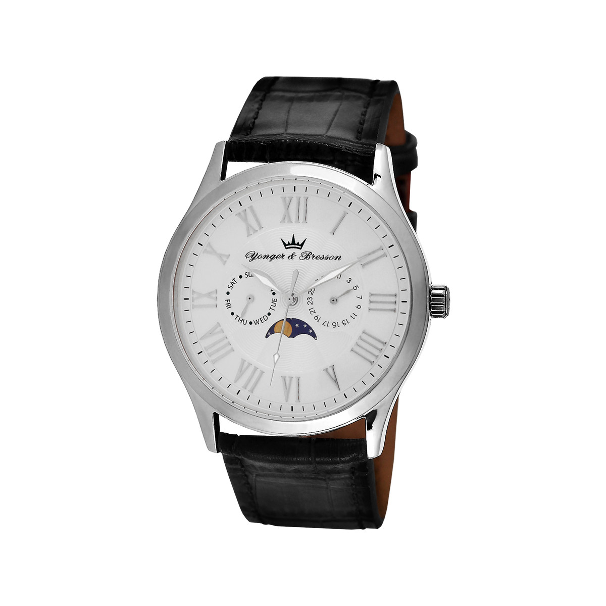 Montre Yonger et Bresson homme acier cuir noir