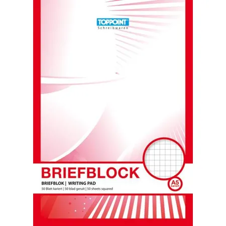 Stylex Briefblock DIN A5, kariert, 10 Stück