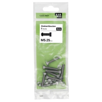 KARWEI zeskantbout voldraad rvs M5x25 mm 8 stuks
