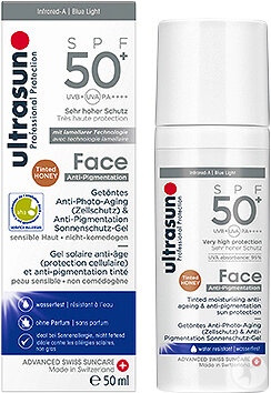 Ultrasun Face Gel Solaire Anti-Âge Et Anti-Pigmentation IP50+ Teinté Miel Flacon 50ml