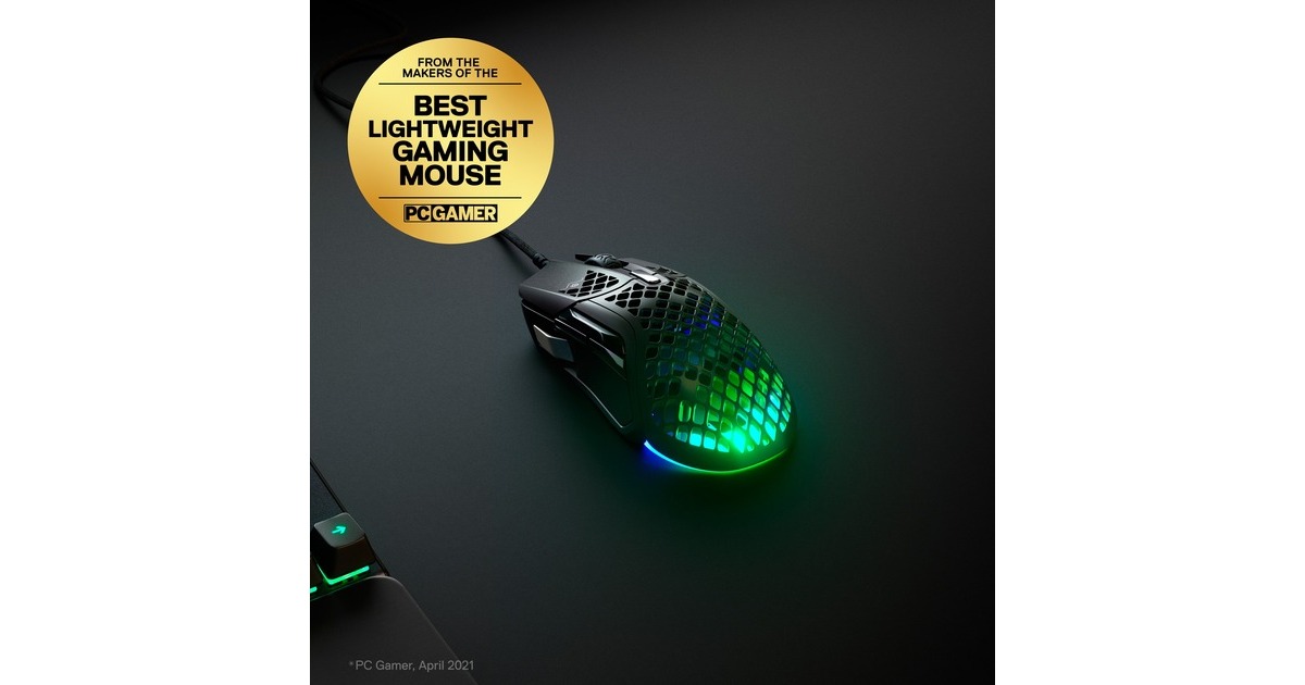 SteelSeriesAerox 5 gaming muis  (Zwart, 18.000 dpi, RGB leds)