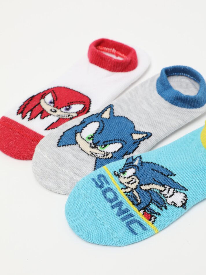 Pacote com 3 meias invisíveis do Sonic - várias cores