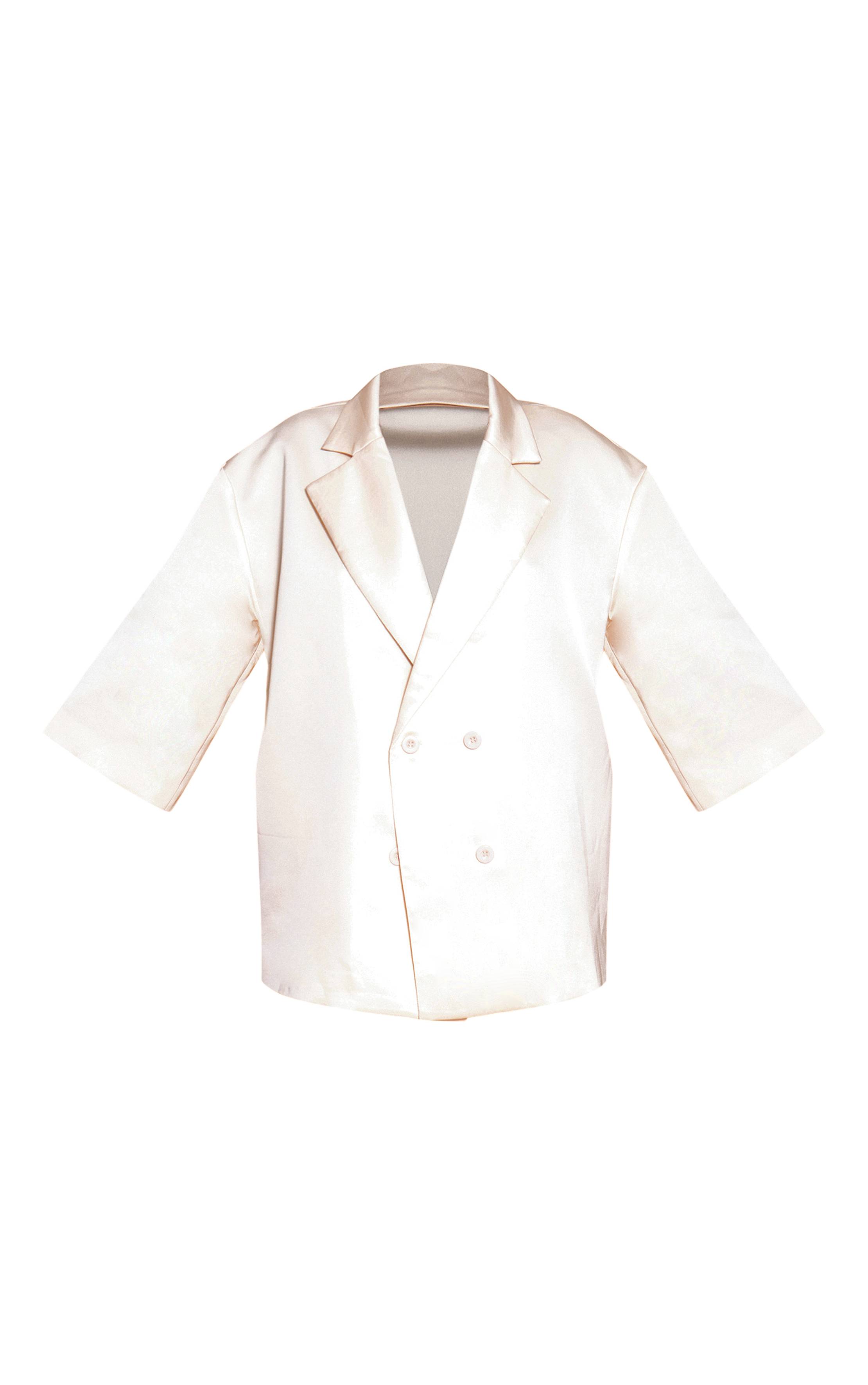 Crème Blazer Oversize En Satin Ajusté