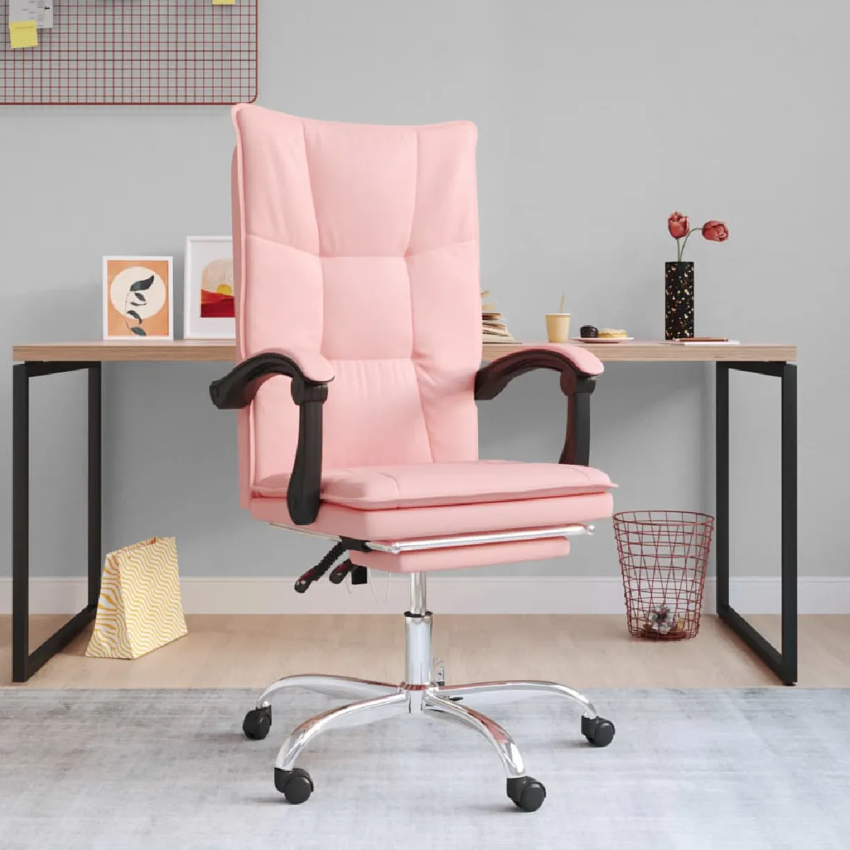 vidaXL Fauteuil inclinable de bureau - Rose