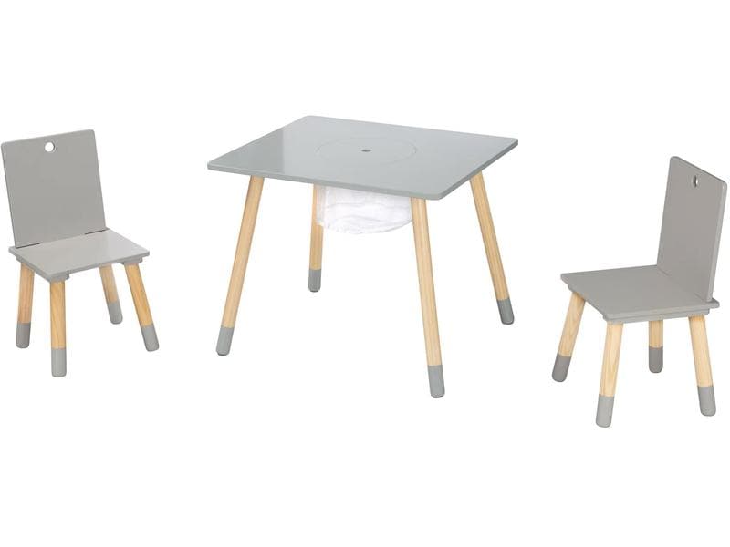 roba Sitzgruppe mit Aufbewahrungsnetz Grau; Nature Set aus Stühlen und Tisch