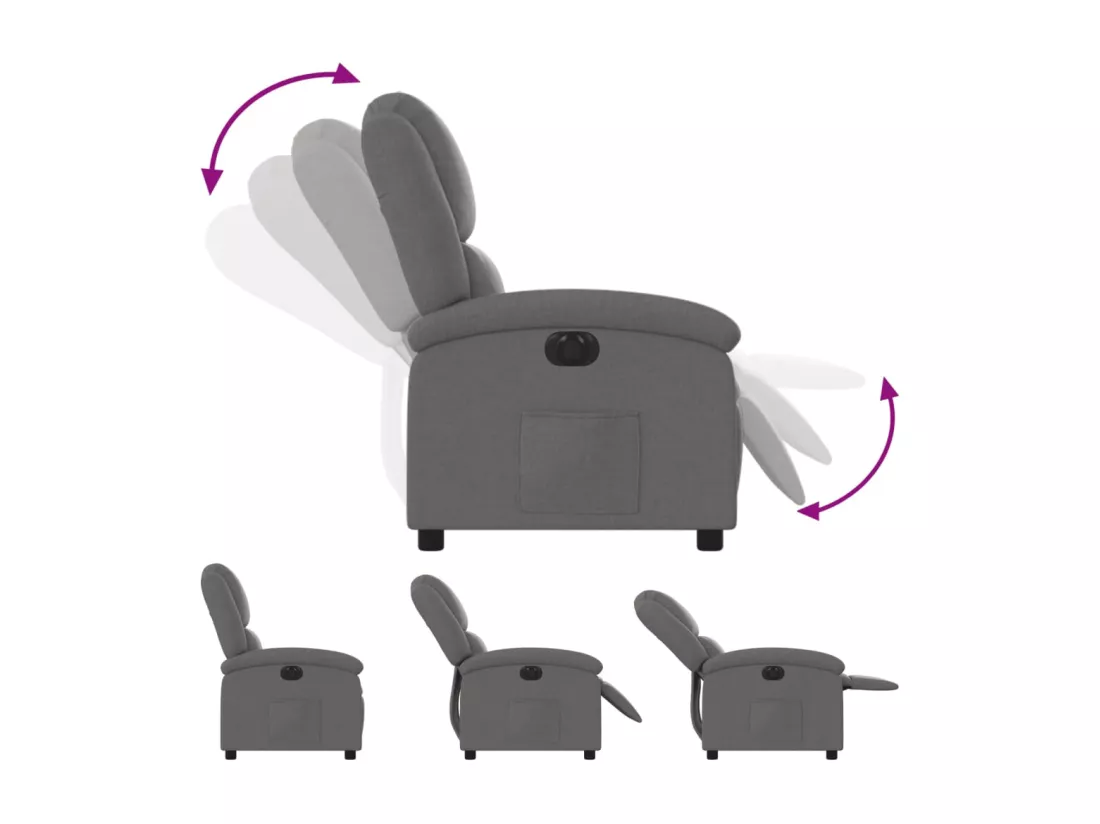 Fauteuil inclinable électrique Gris foncé Tissu