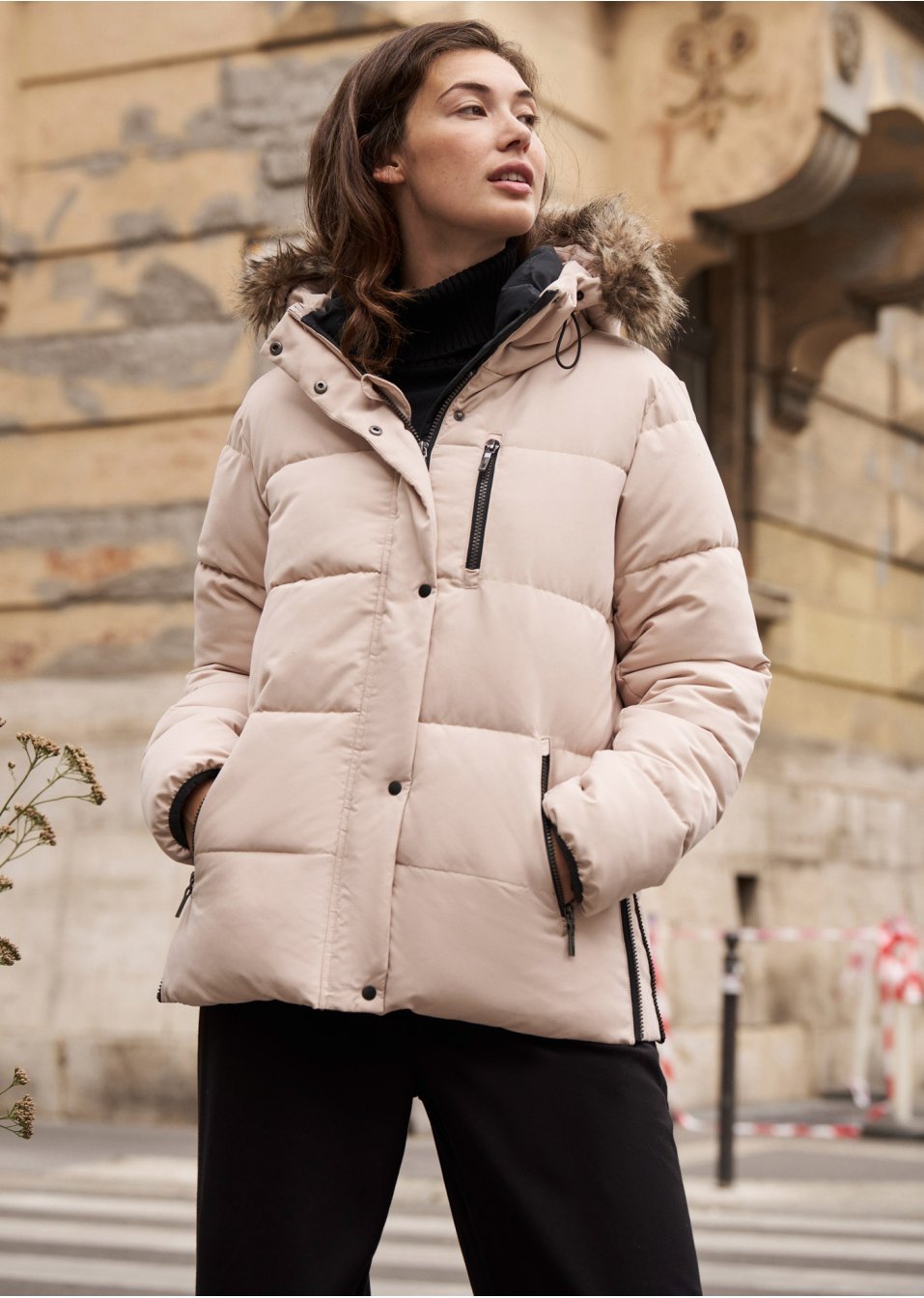 Veste matelassée en polyester recyclé avec détails contrastants