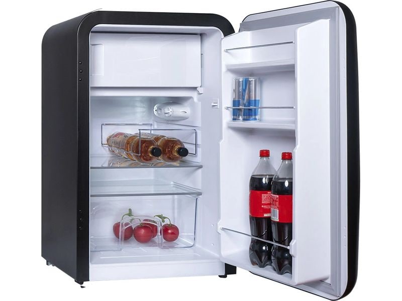 Kibernetik Minikühlschrank KSG92 Rechts, Schwarz Retro-Kühlgefrierschrank