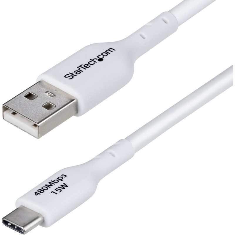 StarTech.com Câble de Charge USB-A vers USB-C de 3m, Charge et Synchronisation, 3A, USB 2.0, Gaine TPE - Cordon de Charge USB Blanc