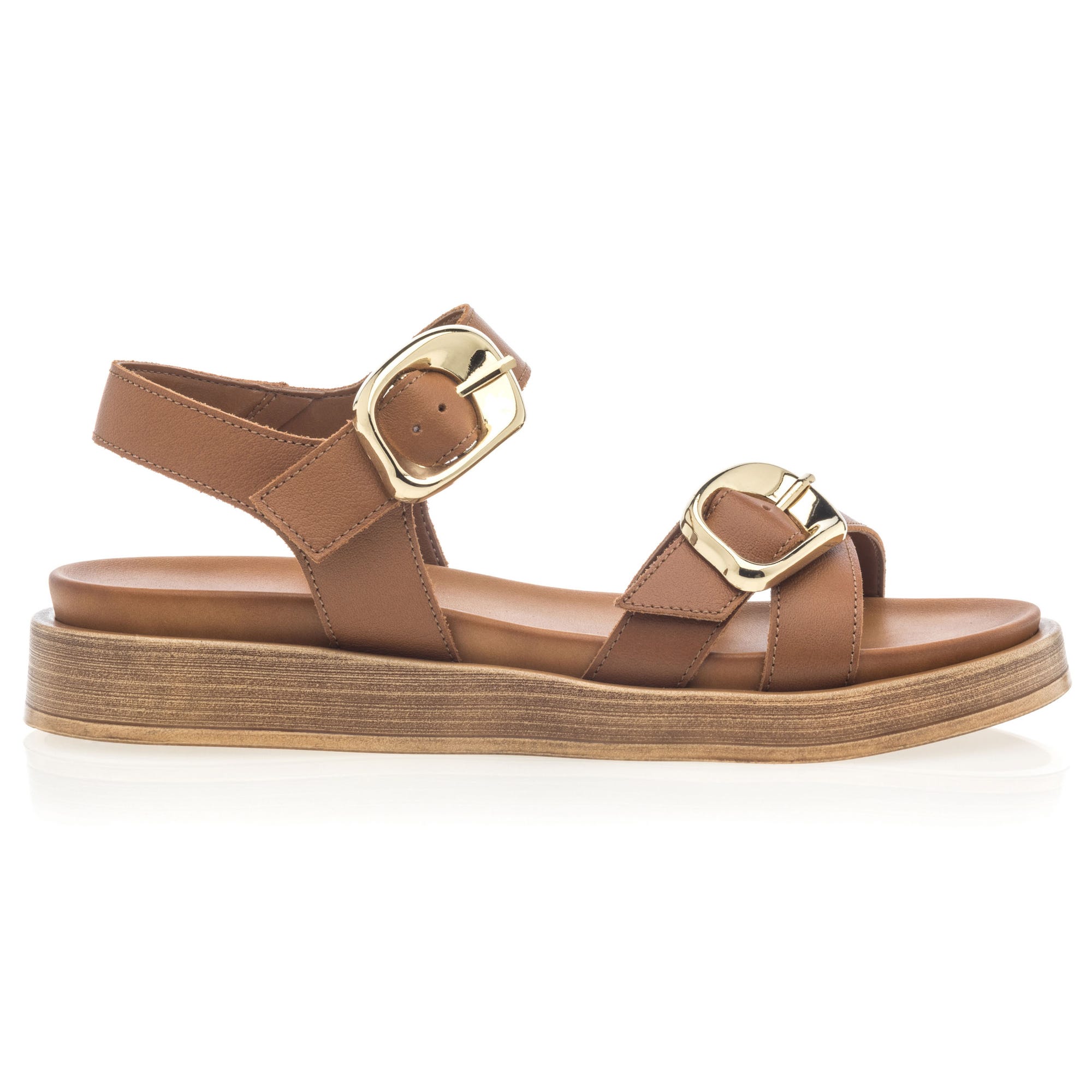 Nu-pieds Femme en cuir cognac