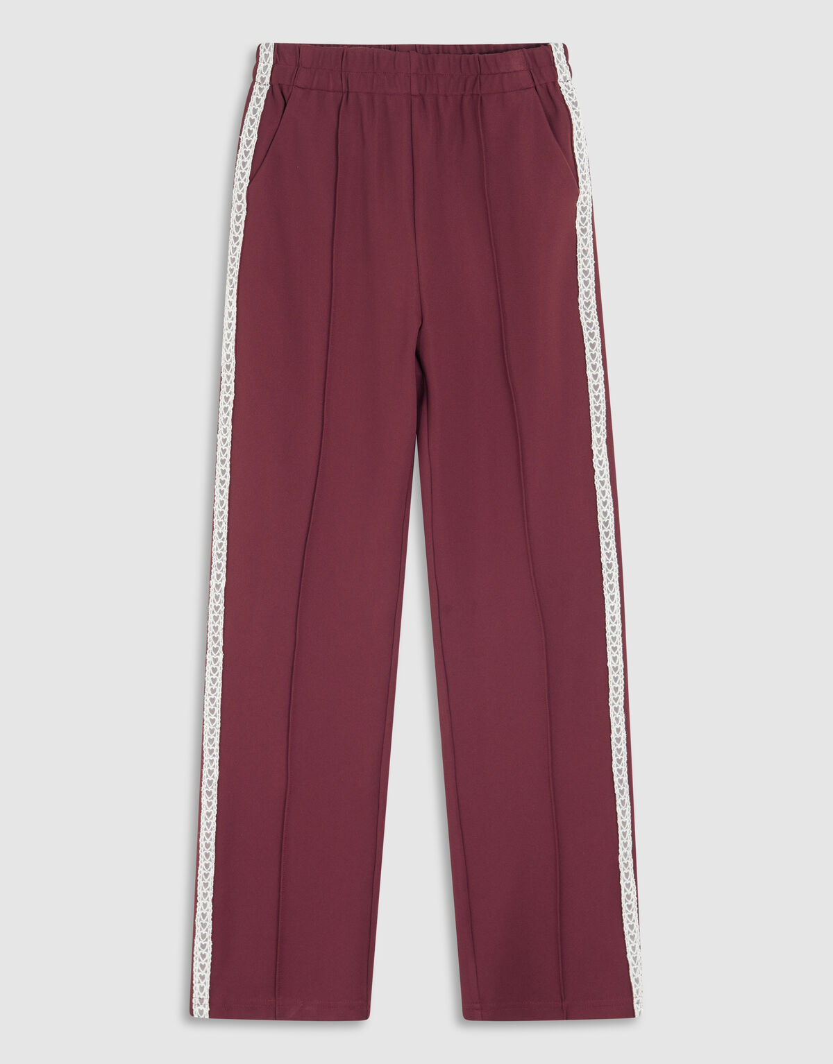 Sporty Wide Leg Broek Donkerrood