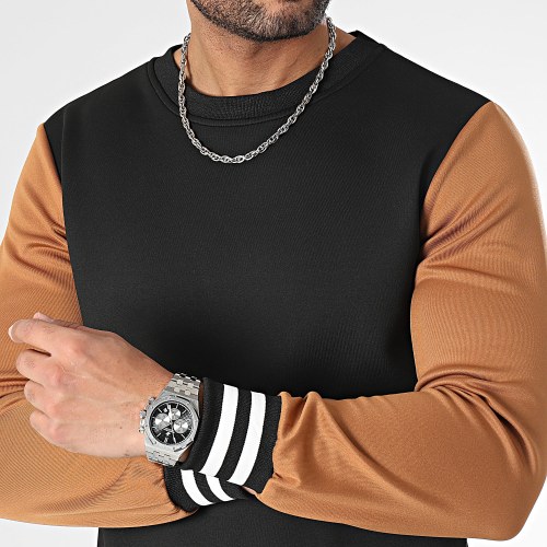 Ensemble Sweat Crewneck Et Pantalon Jogging 0142 Noir Camel