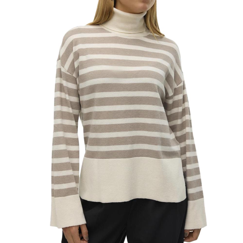 Vero Moda Pull Blanc/Marron Femme Vero Moda Fantastic Rollneck