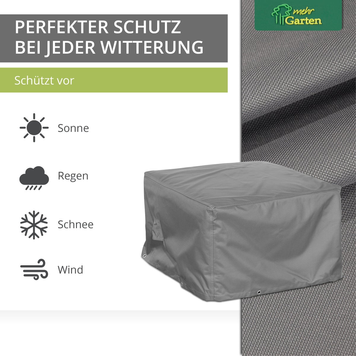 More Garden - Premium Lounge Stool Cover: 125(B) x 75(D) x 45(H) cm | Robuuste beschermhoes voor tuinmeubelen | Waterdicht en weerbestendig van Oxford 600D stof | Lichtgrijs