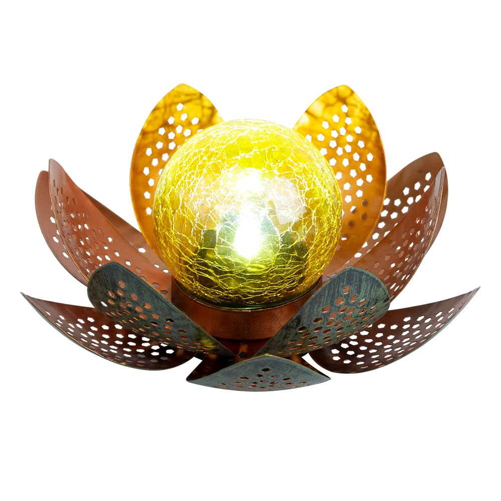LED Solarleuchte, Lotusblume, grün, gold
