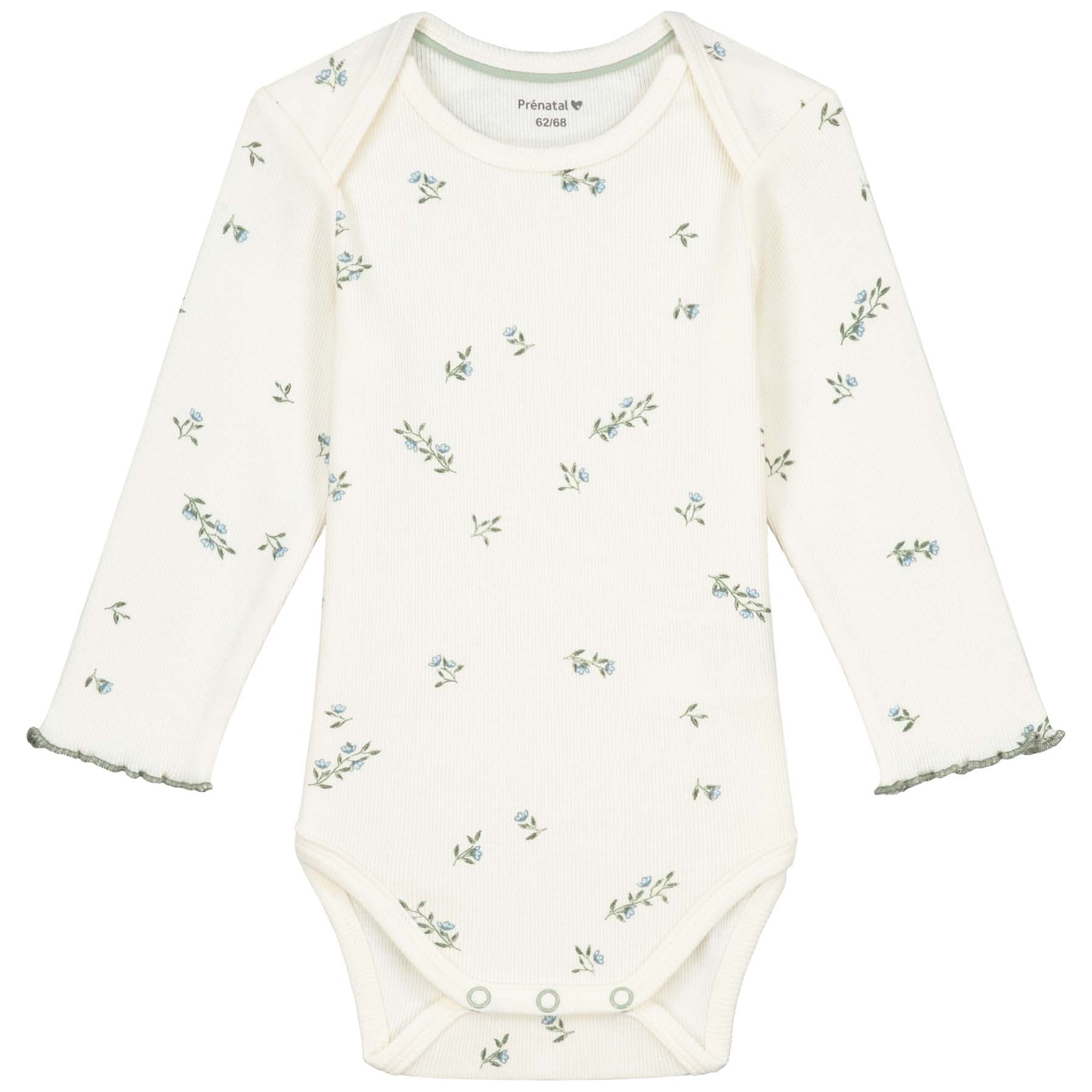 Prénatal romper romantic rib lange mouwen bloemen wit