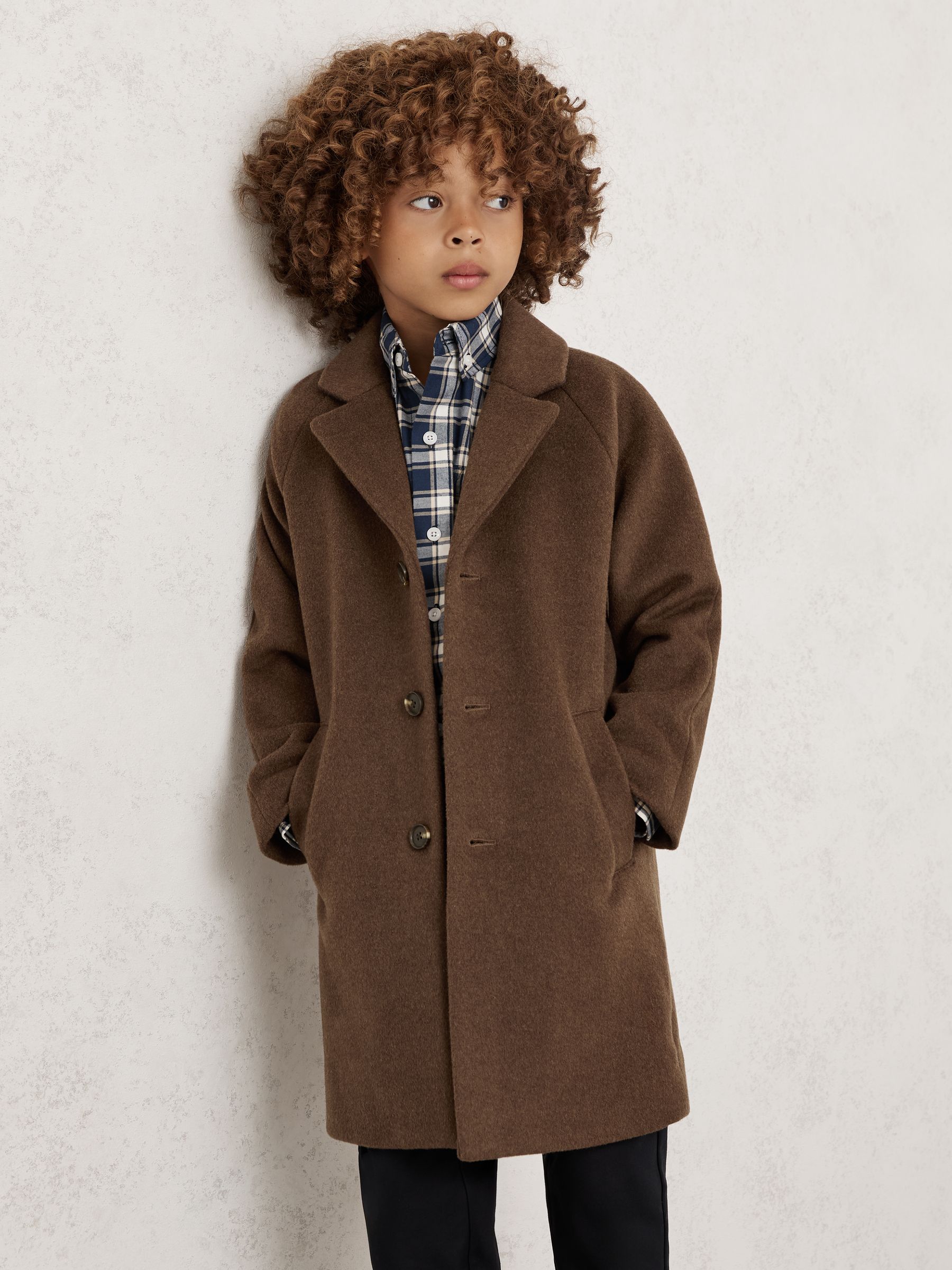 Lichtbruin - Reiss Wallace Wool-Blend Raglan-Sleeve Overcoat
