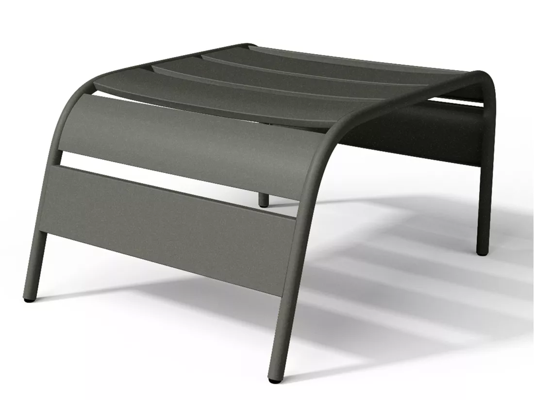 Fauteuil bas de jardin empilable + repose pied en métal - Gris anthracite - MIRMANDE de MYLIA