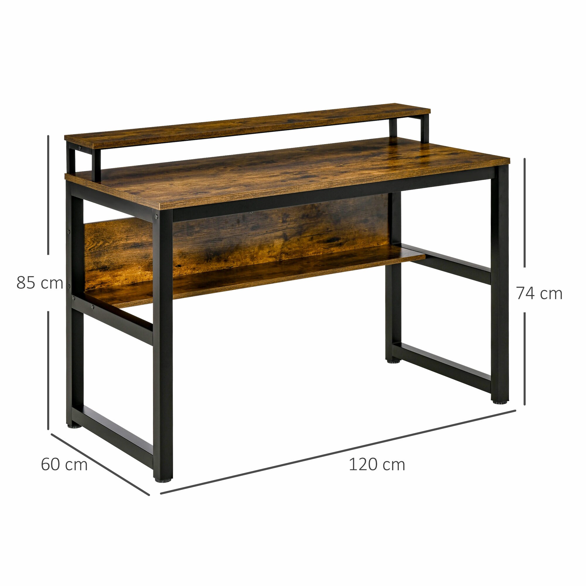 HOMCOM Schreibtisch mit erhöhtem Monitorständer bunt 120L x 60B x 85H cm