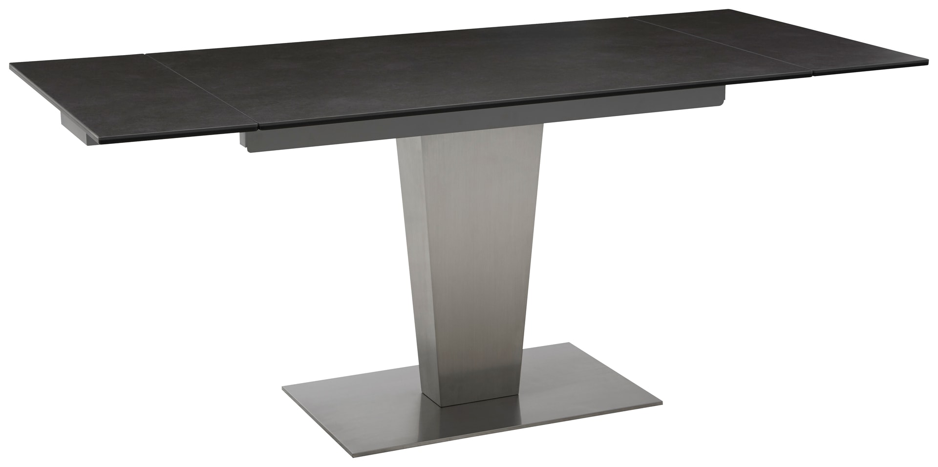 CASAVANTI Esstisch DIONE 120(180) x 80 cm Glaskeramik/Edelstahl gebürstet