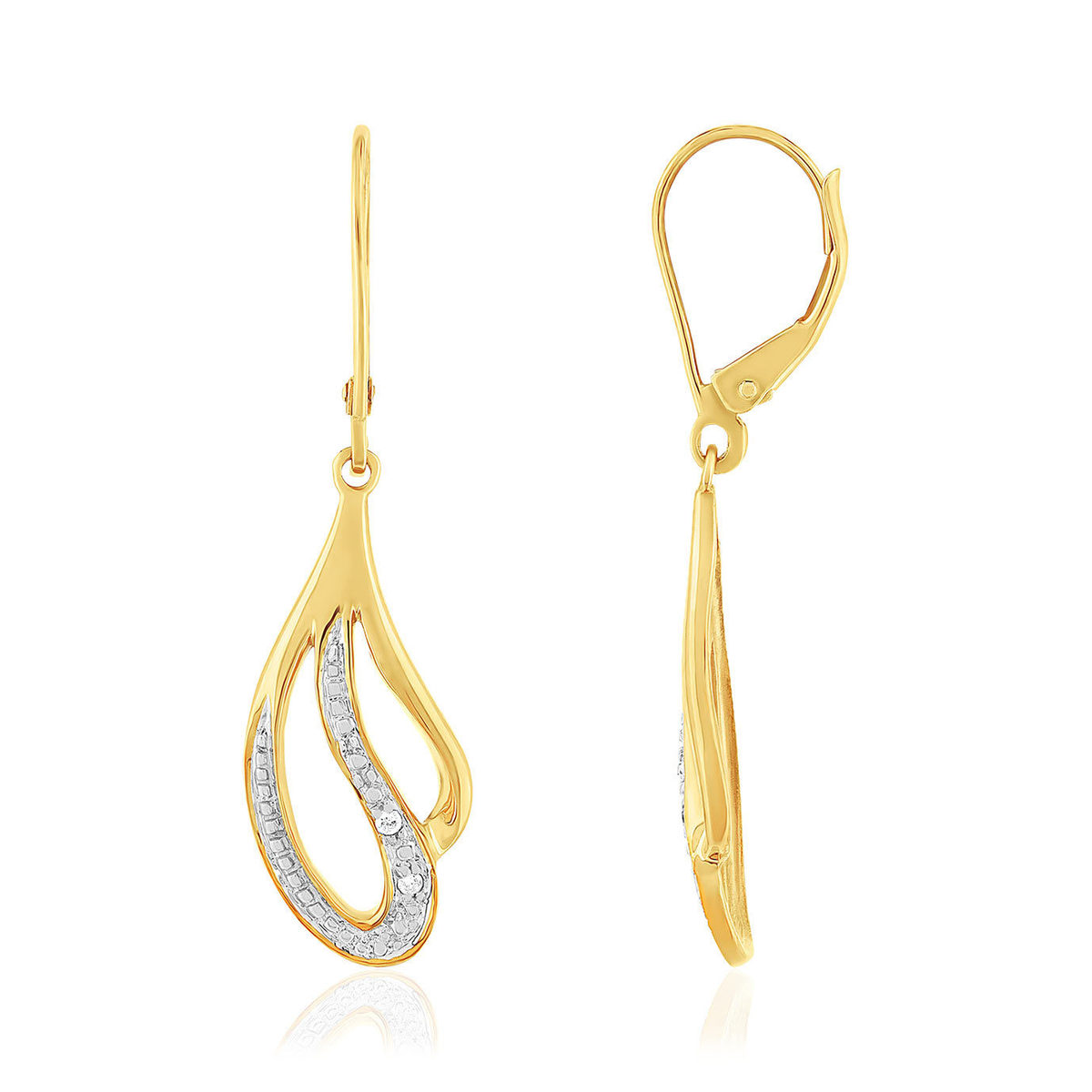 Boucles d'oreilles or 375 2 tons dormeuses diamants