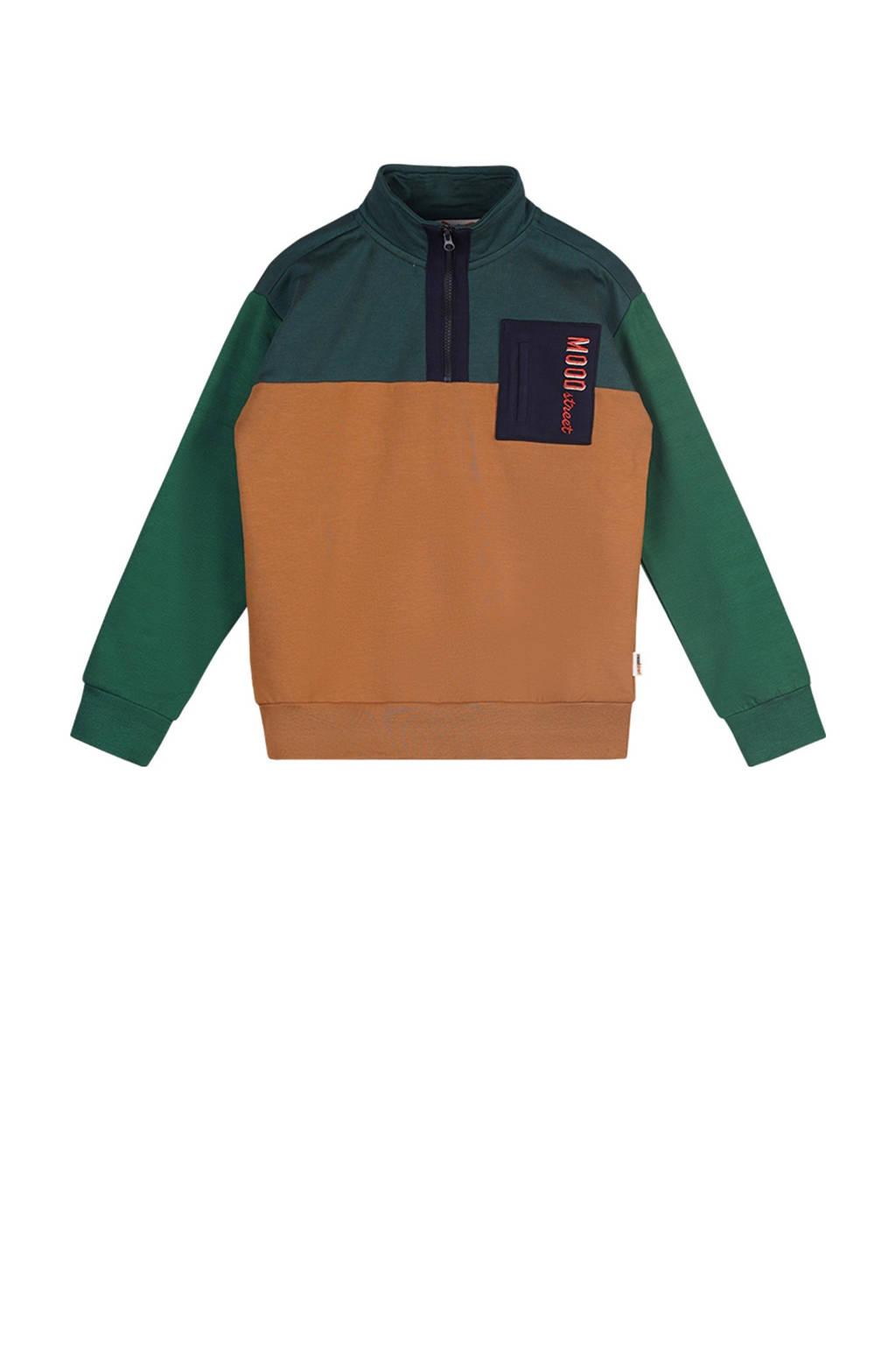 Moodstreet sweater Steff bruin/donkergroen/blauw
