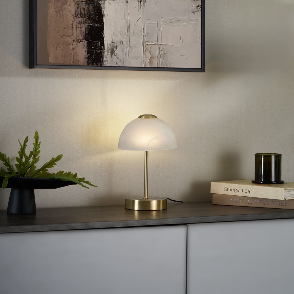 Design tafellamp goud met opaal glas incl. LED dimbaar - Joya