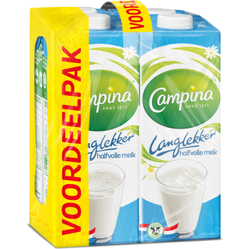 Campina Langlekker halfvolle melk voordeel 4 x 1 L