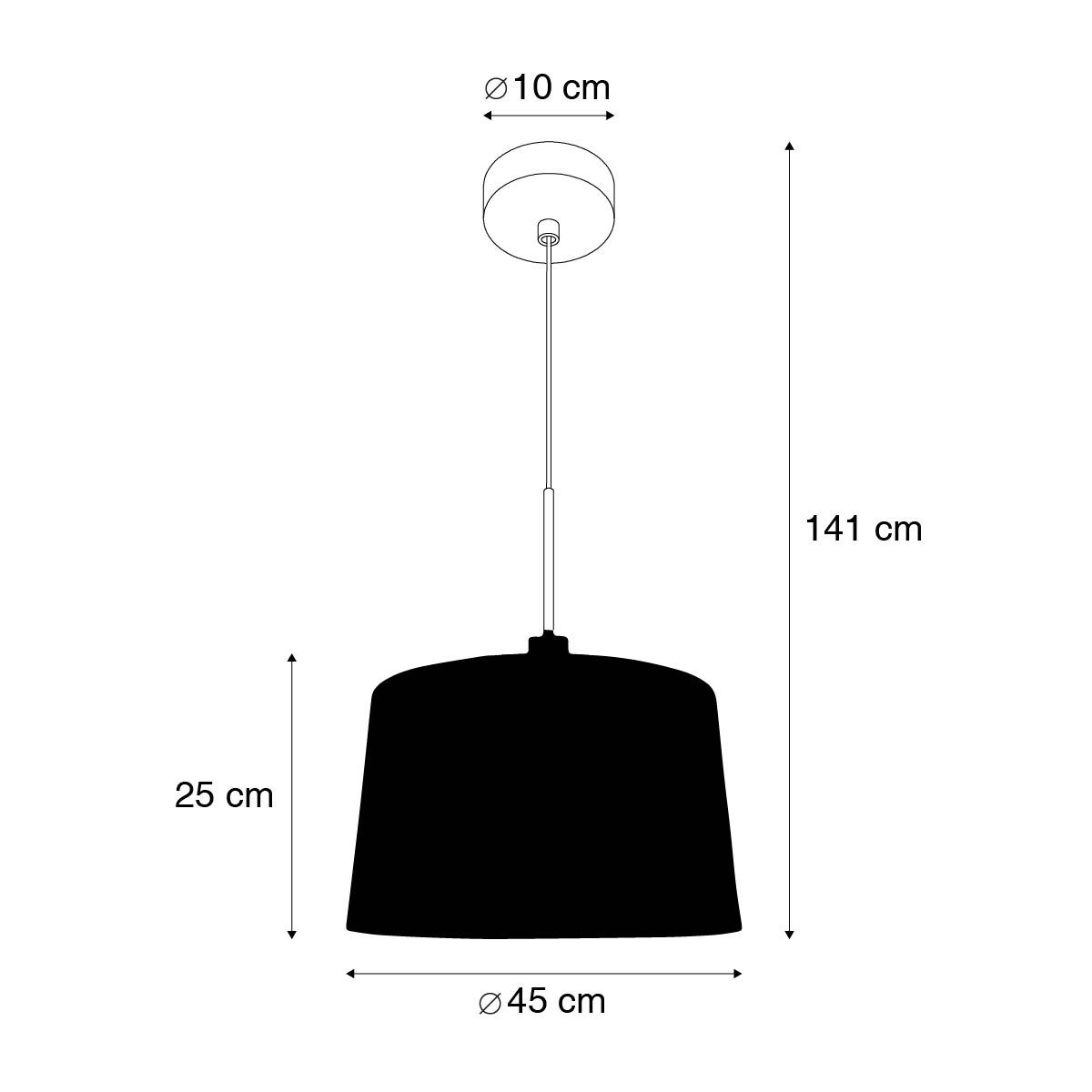 Moderne hanglamp zwart met kap 45 cm wit - Combi 1