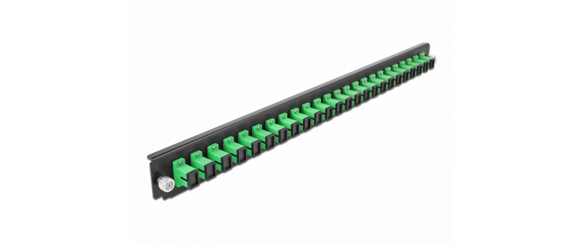 Verteilerplatte Frontblende 24 Port SC Simplex grünDelock 19″ Spleissbox Frontblende 24 Port SC Simplex grün