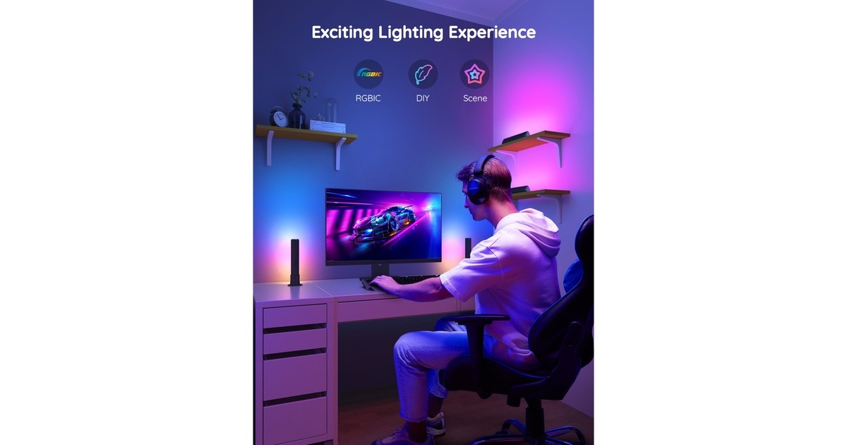 GoveeH6056 RGBICWW WiFi + Bluetooth Flow Plus Lichtbalken sfeerverlichting  (voor displays tot 45 inch)