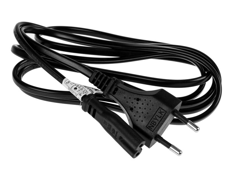 FURBER.power Netzkabel C7-T26 1.8 Schwarz Stromkabel 220 V, H03VVH2-F 2X0.75