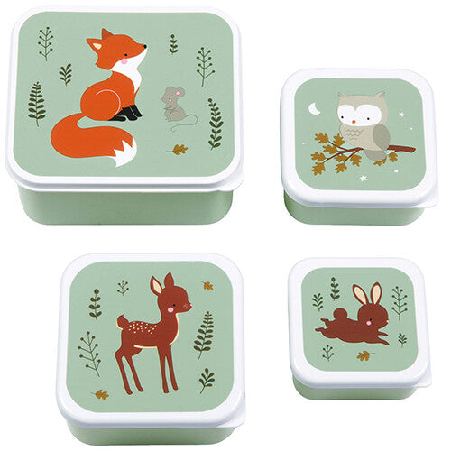 A little lovely company lunchbox set - forest friends - sage - 4st