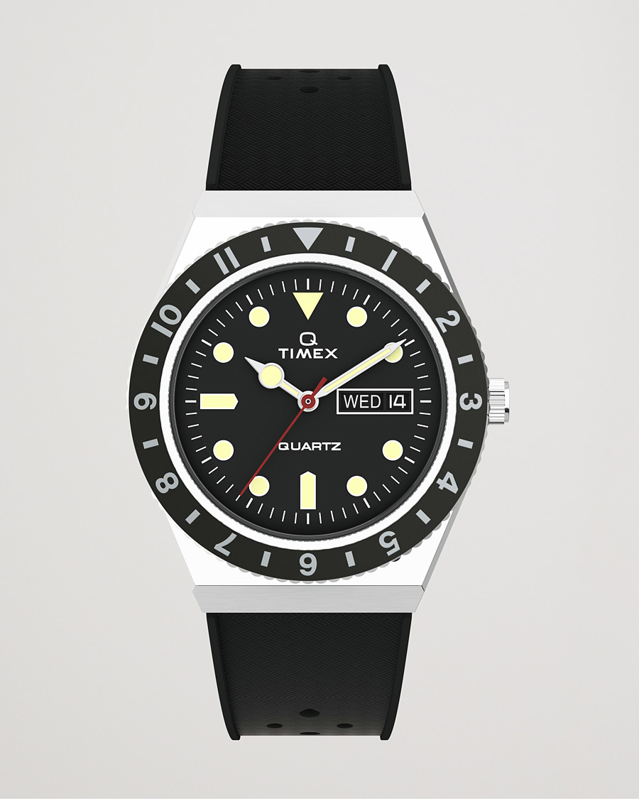 Timex Q Diver 38mm Rubber Strap Black