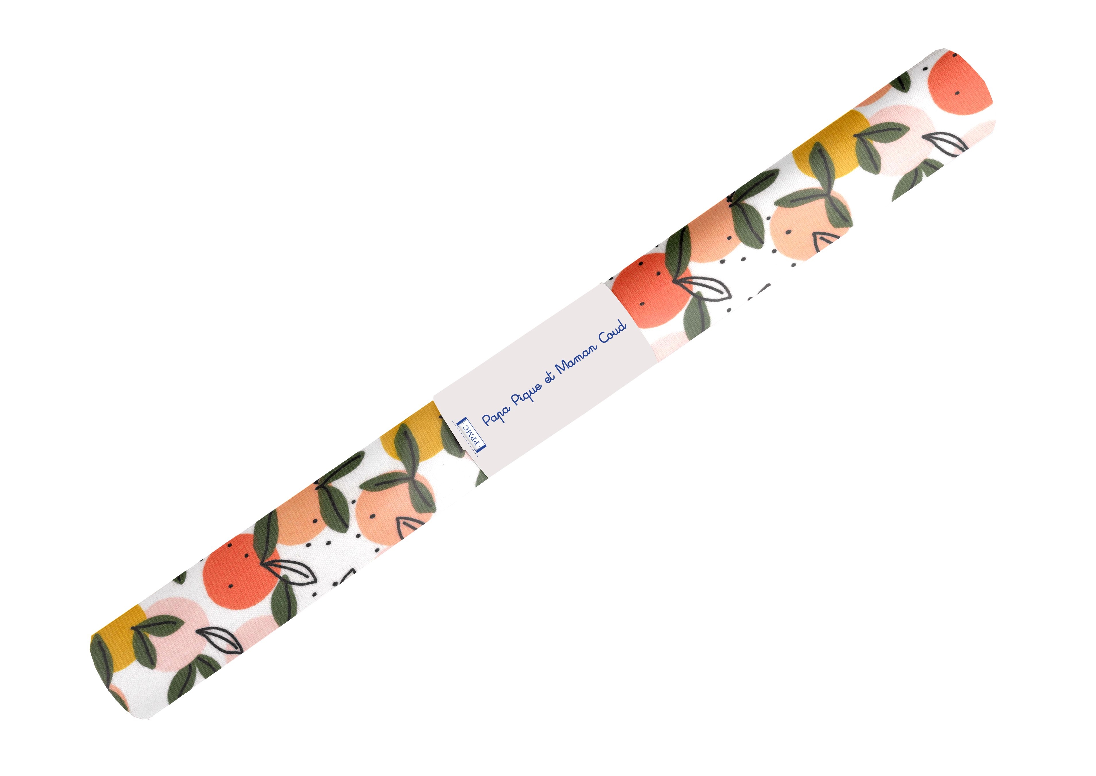 Coupon Tissu Enduit De 35Cm Ex2519 Ronde De Fruits Blanc Peche