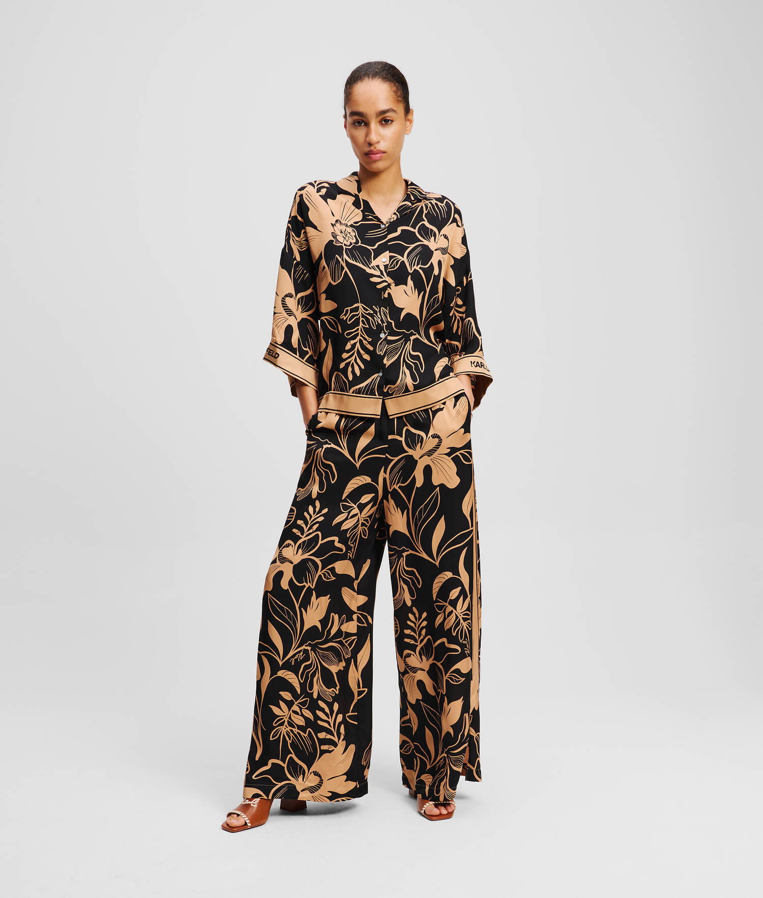 PANTALON LARGE - All Over Orchid Print