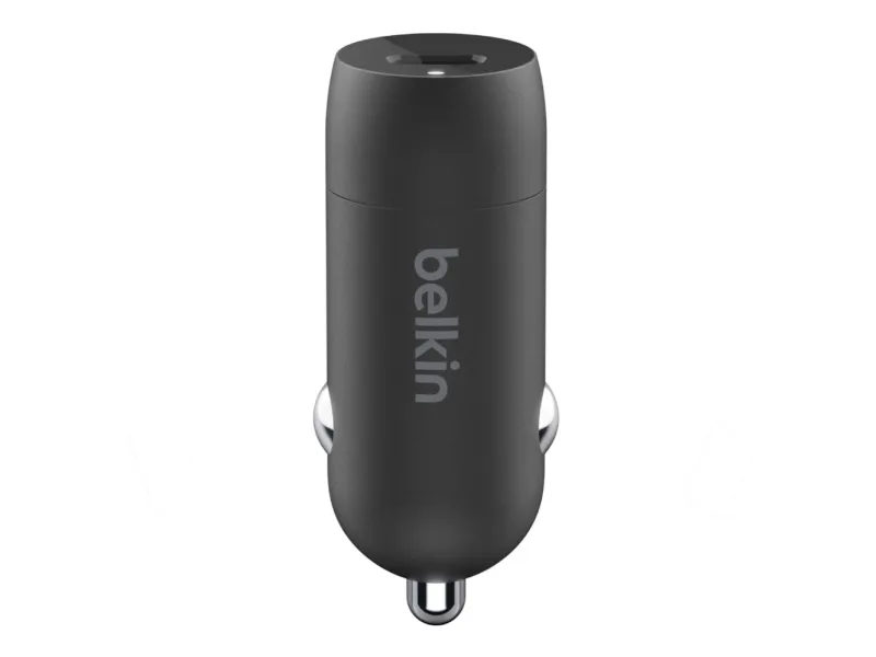Belkin BoostCharge Car Charger - Bilstrømsadapter - 18 Watt - 3.6 A (24 pin USB-C) - på kabel: Lightning - sort