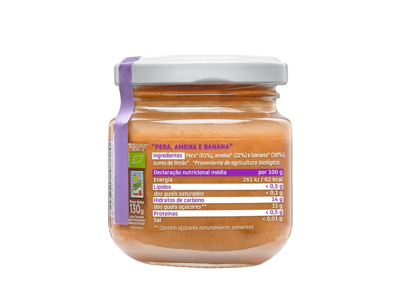 BOIÃO FRUTA SMILEAT BIO PERA AMEIXA E BANANA 130GR
