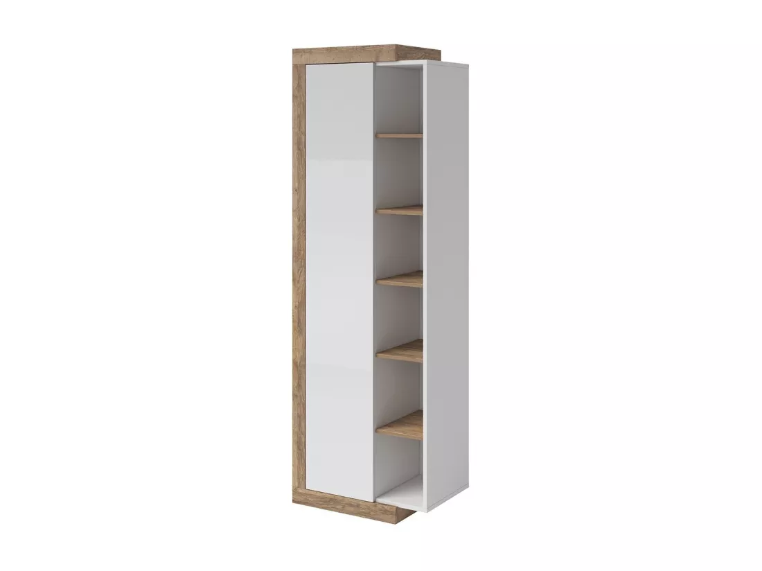 Vitrine design coloris chêne et blanc brillant collection SINATRA.