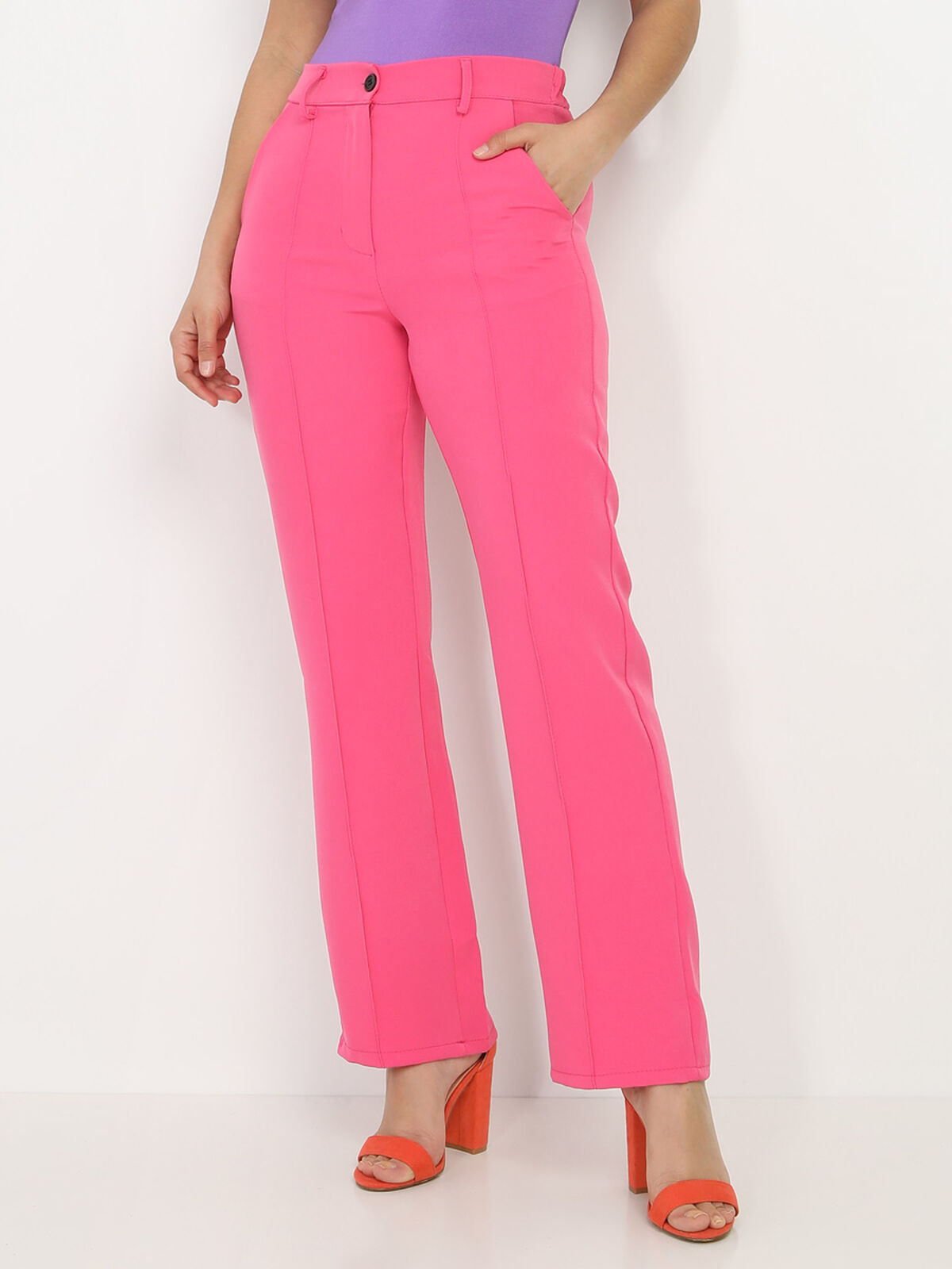 Pantalon droit basique- Fuchsia