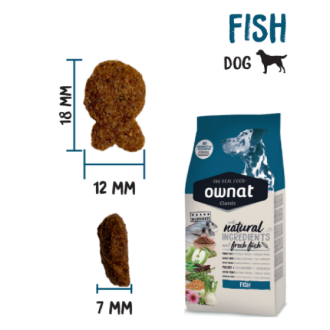 Croquettes Ownat Classic au poisson pour chien