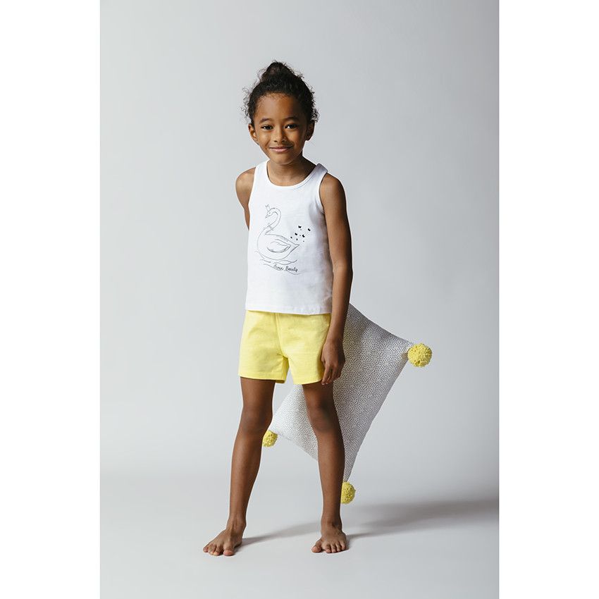 Ensemble débardeur print cygne et short jaune - Jaune