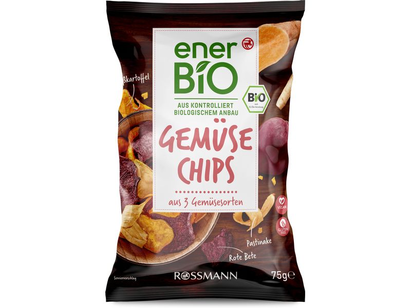 enerBIO Bio Gemüse Chips 75 g Knuspriger Snack aus biologisch zertifiziertem Gemüse