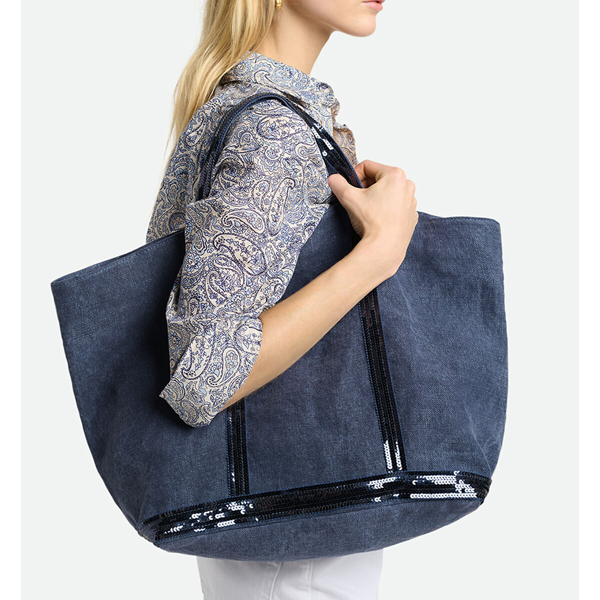 VANESSA BRUNO<br>Bolsa tamanho G em linho e zecchinos