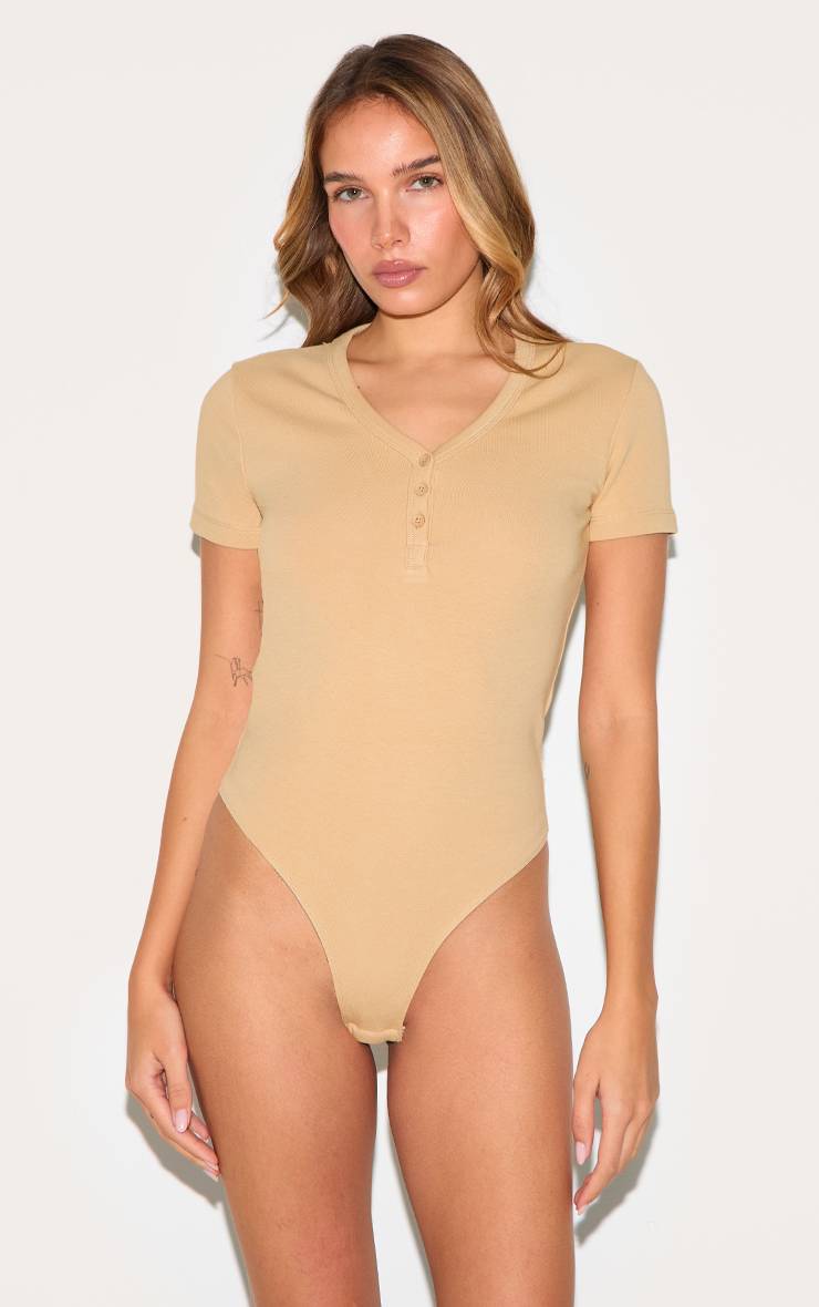 Gris Pierre Body À Manches Courtes Avec Boutons En Jersey Interlock Premium