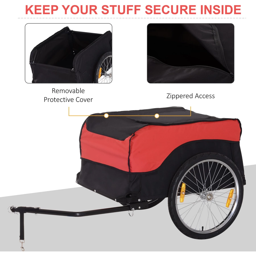 HOMCOM Transportanhänger fürs Fahrrad rot, schwarz
