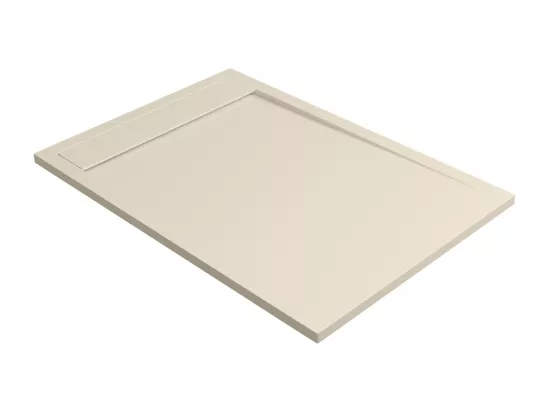 Receveur de Douche Extraplat MAGNUS Beige 90x90x3cm - Texture Ardoise 75% Minéral, Antidérapant, Antibactérien, LAVABERG
