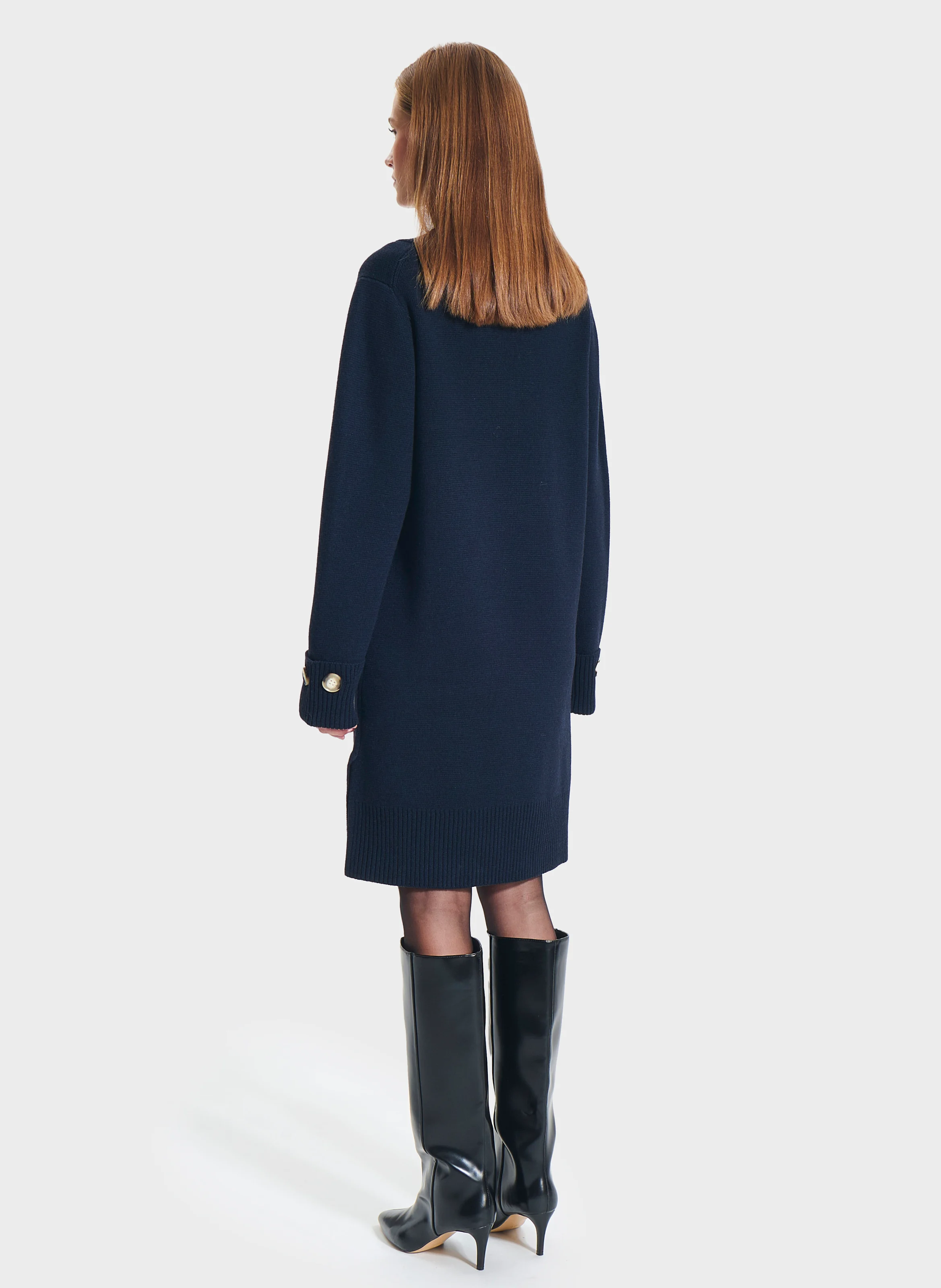 RIGATONI - Robe courte col V | Bleu