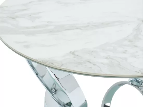 Table basse avec plateaux pivotants - Céramique, verre trempé et métal - Effet marbre blanc - JOLINE de Maison Céphy