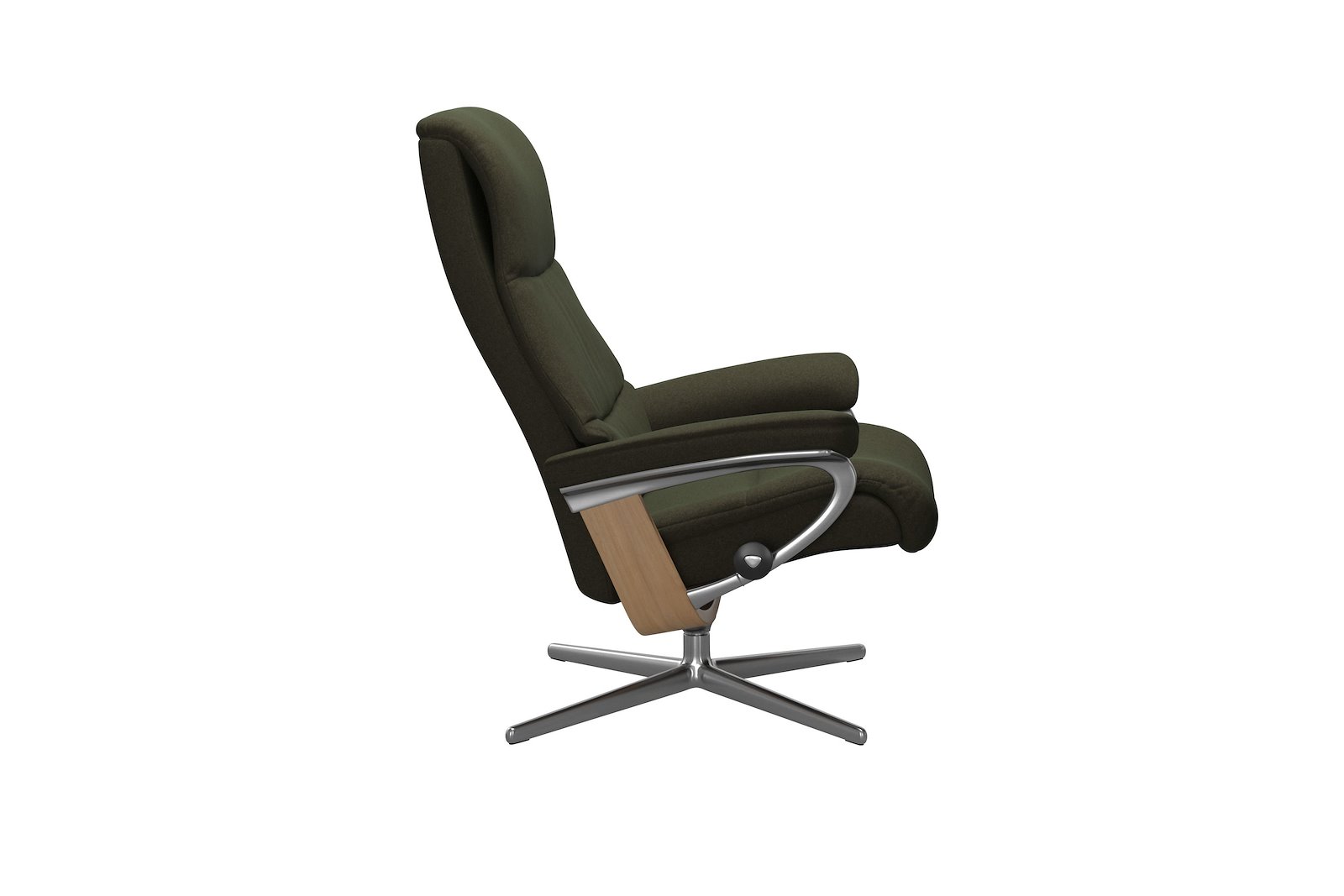 View lenestol Tekstil Calido Green – Cross understell – Alu – Eik  - Medium